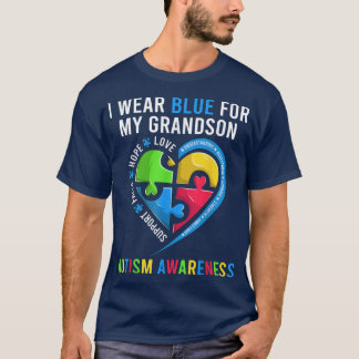 T-shirt Autisme Grandson Grandpa Grandma s, Autisme Amusan
