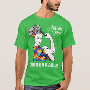 T-shirt Autisme indestructible Maman Messy Bun Sensibilisa