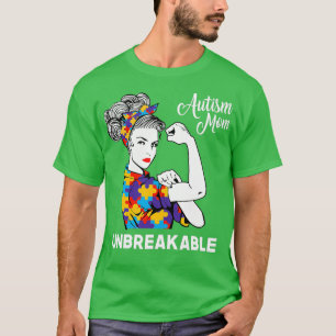 T-shirt Autisme indestructible Maman Messy Bun Sensibilisa