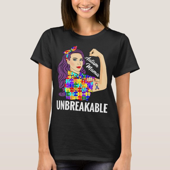 T-shirt Autisme Mama Sensibilisation de la maman Puzzle Pi (Devant)