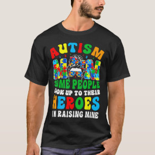 T-shirt Autisme Maman Élever Héros Super Messy Bun Autisme