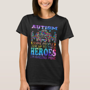 T-shirt Autisme Maman Élever Héros Super Messy Bun Autisme