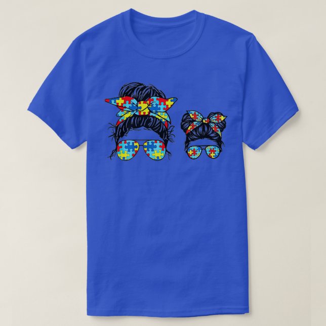 T-shirt Autisme Maman Et Enfant Vie Messager Lunettes de s (Design devant)