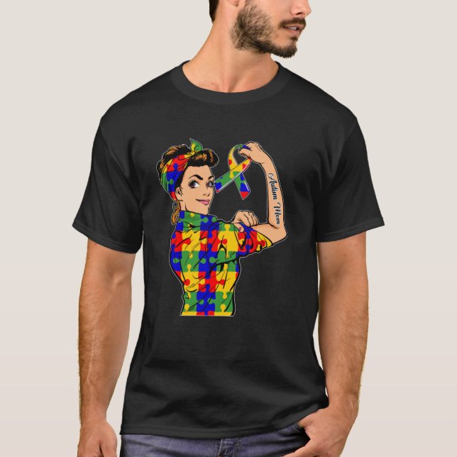 T-shirt Autisme Maman Incassable Rosie Le Riveter Fort W (Devant)