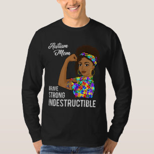 T-shirt Autisme Maman Indestructible Puzzle Autiste Ruban 