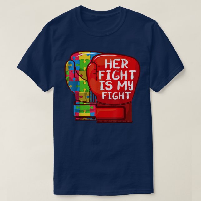 T-shirt Autisme Maman Papa Son Combat Est Mon Combat Autis (Design devant)