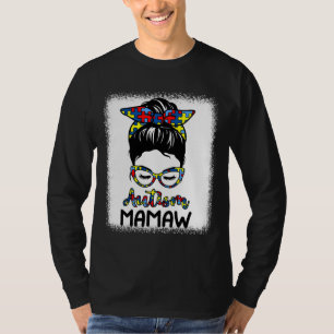 T-shirt Autisme Mamaw Messy Bun Bleached Sensibilisation s