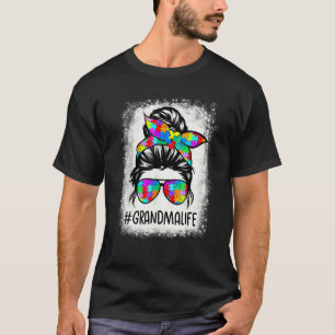 T-shirt Autisme Mamie Vie Chignon Désordonné Puzzle Échoué