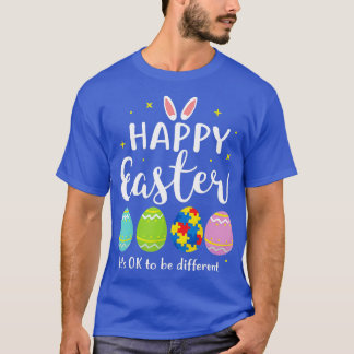 T-shirt Autisme OEuf de Pâques Bunny Puzzle Sensibilisatio