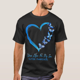 T-shirt Autisme papillon cardiaque Je Porte Du Bleu Pour M