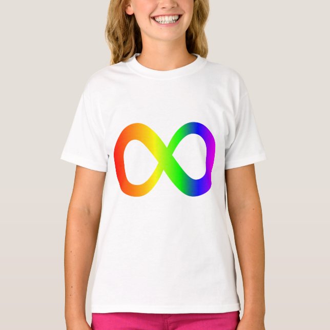 T-shirt Autisme personnalisé Infinité arc-en-ciel Symbole  (Devant)