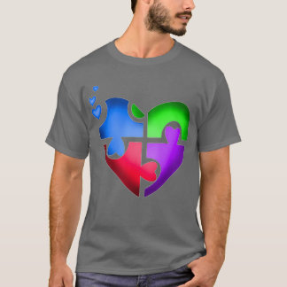T-shirt Autisme puzzle amour coeur