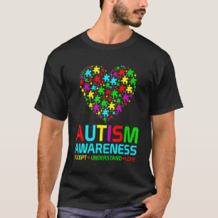 T-shirt Autisme Puzzle Amour du coeur Accepter Comprendre 