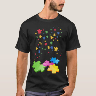 T-shirt Autisme puzzle pièce amour conscience vie mère gué