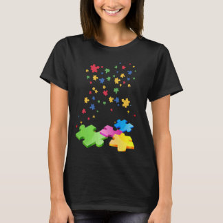 T-shirt Autisme puzzle pièce amour conscience vie mère gué