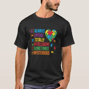 T-shirt Autisme Sensibilisation Unique Intelligent Mystéri