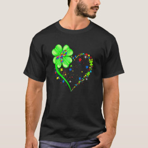 T-shirt Autisme Shamrock C Cœur Pièce de Puzzle St Patrick