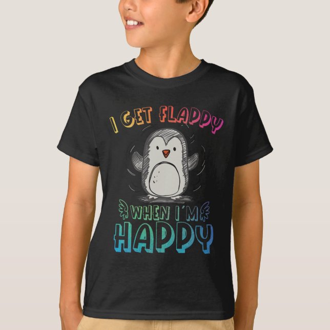 T-shirt Autisme Stimming Penguin Je deviens Félicat quand  (Devant)