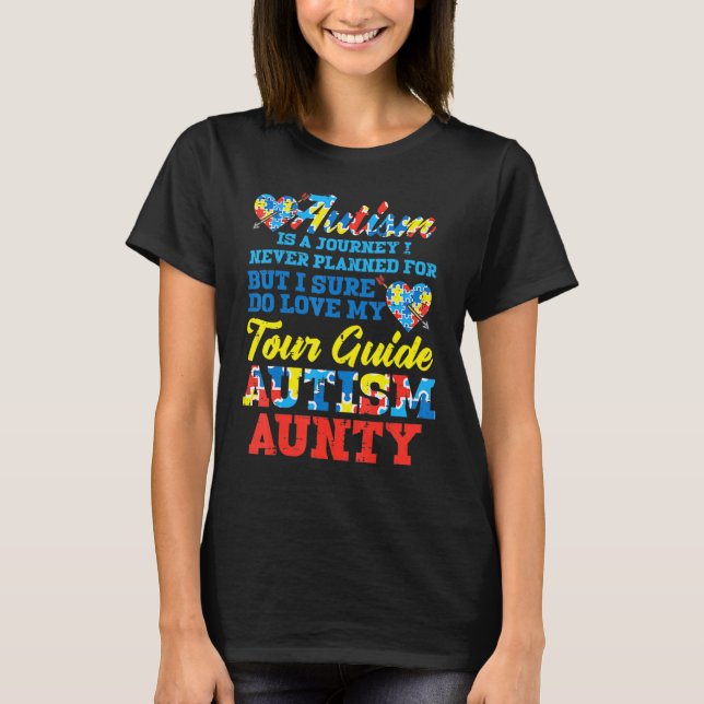 T-shirt Autisme Voyage Jamais Planifié Guide Tour Tante Ta (Devant)