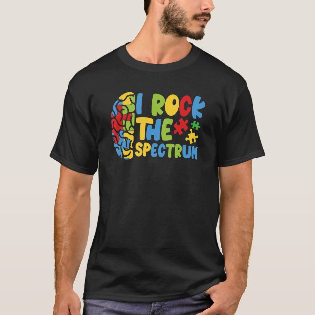 T-shirt Autistic Boys Autism Awareness I Rock The Spectrum (Devant)