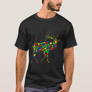 T-shirt Autistic Elk Puzzle Animaux Soutien Autism Sensien