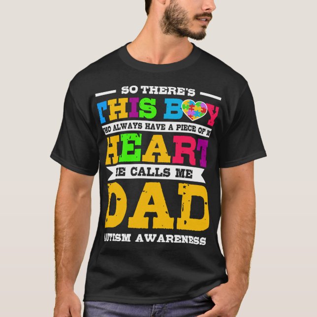 T-shirt Autistic Son m'appelle Papa Autism Soutien Cadeau  (Devant)