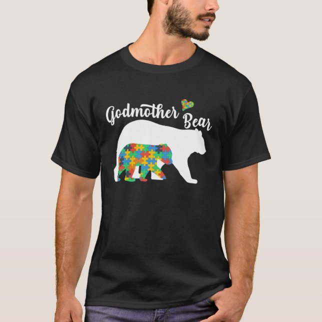 T-shirt Autistic Support Autism Awareness Godmother Bear M (Devant)