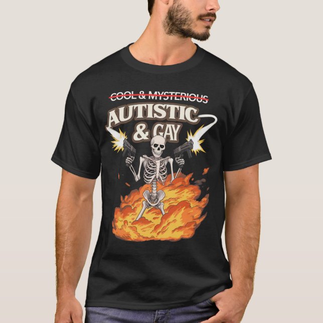 T-shirt Autistique et Squelette Gay Sensibilisation sur l' (Devant)