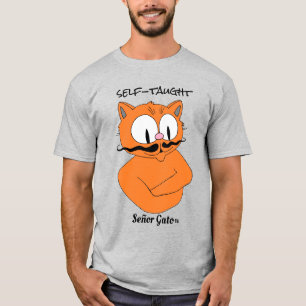 T-shirt Auto-didactique Cartoon Mustache chat