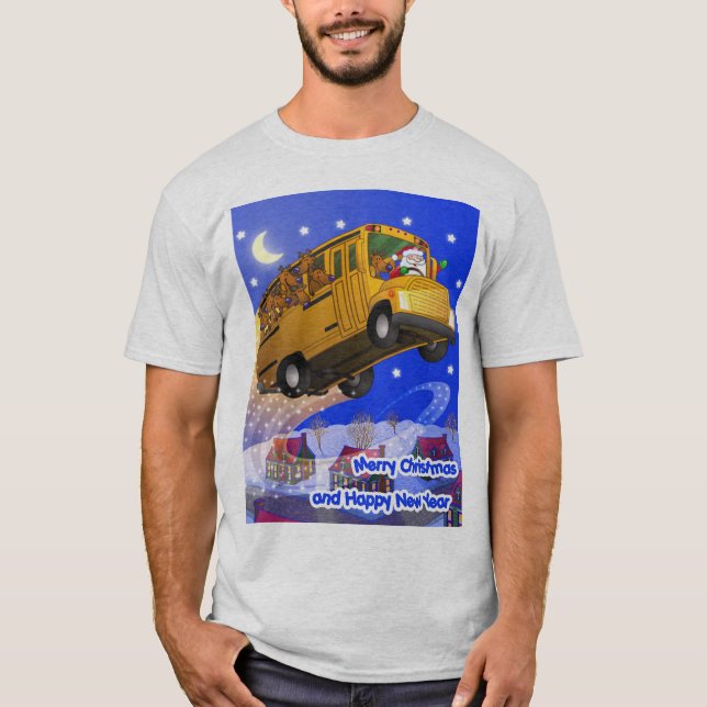T-shirt Autobus scolaire du vol de Père Noël (Devant)