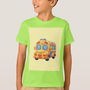 T-shirt Autobus scolaire - fond jaune ensoleillé