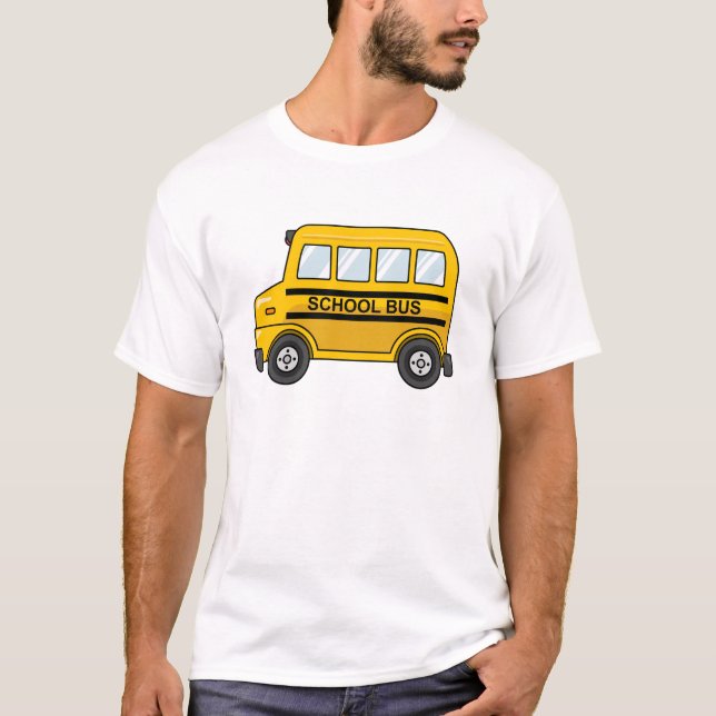 T-shirt Autobus scolaire jaune et noir de bande dessinée (Devant)