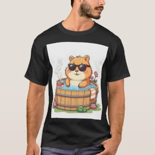 T-shirt Autocollant de capybara relaxant dans un bain à re