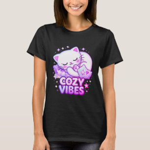 T-shirt Autocollant de chat Cozy Vibe   Joli chat endormi