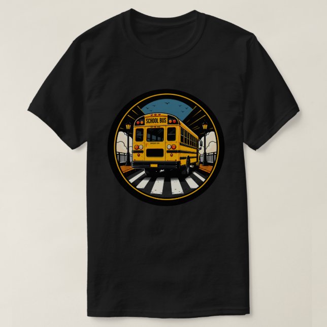 T-shirt Autocollant de dessin animé de chauffeur d'autobus (Design devant)