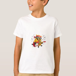T-shirt Autocollant de dessin animé de musicien mignon drô