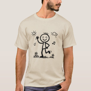 T-shirt Autocollant de doodle de personnage bâton dessiné