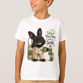 T-shirt Autocollant de lapin qui se brosse les dents