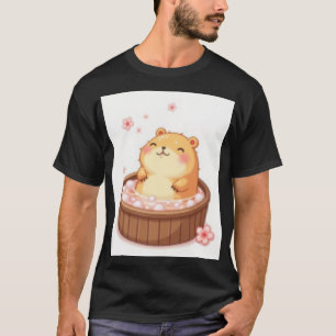 T-shirt Autocollant de relaxation du capybara dans un bain