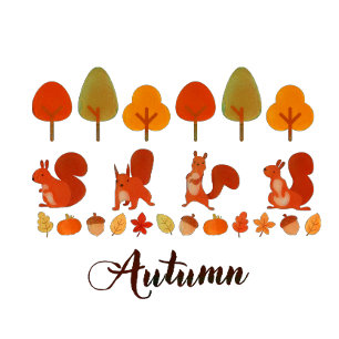 T-shirt Automne Automne Arbres et écureuils