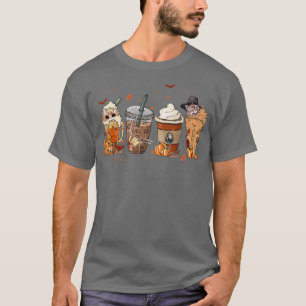 T-shirt Automne Automne Horreur Latte Café Tasses Ghost Ha