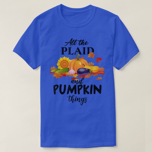 T-shirt Automne Automne Toutes Les Choses Plaid Et Citroui (Design devant)