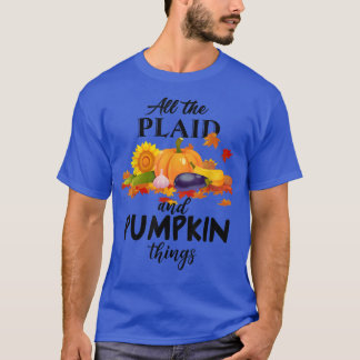 T-shirt Automne Automne Toutes Les Choses Plaid Et Citroui