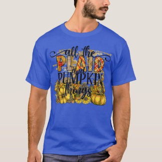T-shirt Automne Automne Toutes Les Choses Plaid Et Citroui
