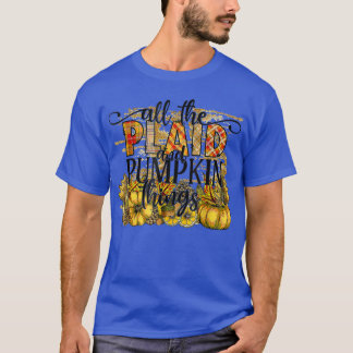 T-shirt Automne Automne Toutes Les Choses Plaid Et Citroui