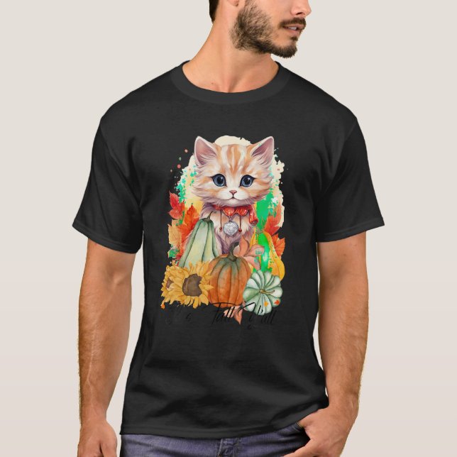 T-shirt Automne Chat C'est Automne Y tous les Citrouilles  (Devant)