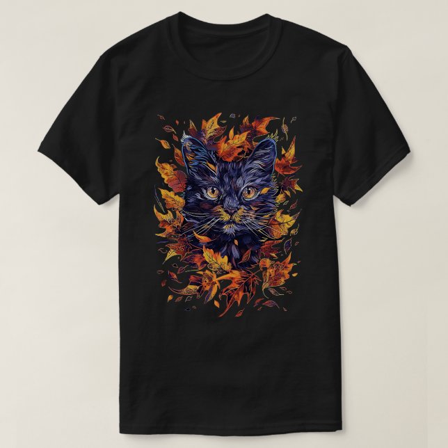 T-shirt Automne Chat Chat Chat Brise Automne (Design devant)