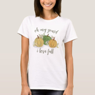 T-shirt Automne Citrouille Gourd I Love Automne Aquarelle