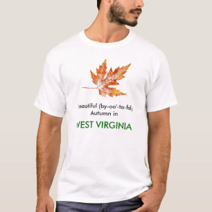 T-shirt Automne en Virginie-Occidentale feuille nature imp
