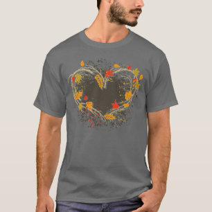 T-shirt Automne Feuilles Coeur Nature Botanique Thanksgivi